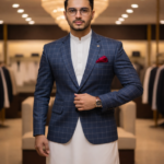 ROYAL BLUE CHECKERED FORMAL COAT