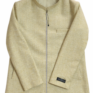 CREAM BEIGE CHECKERED ZIPPER COAT