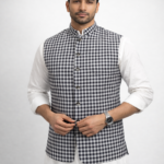 WHITE AND BLACK GINGHAM WAISTCOAT